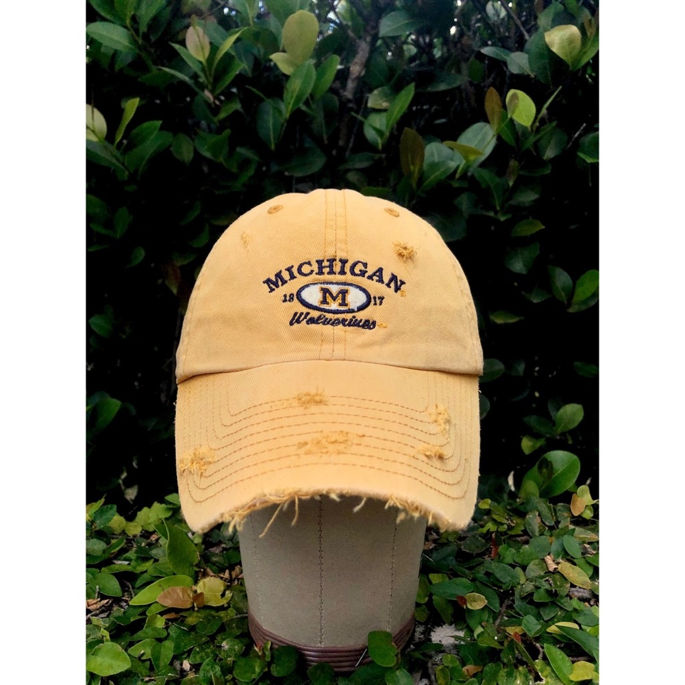 •Custom• Distressed Michigan Wolverines Hat